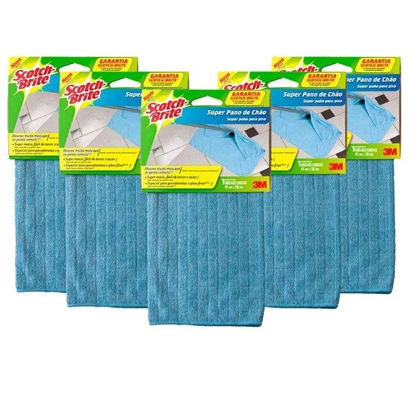 Imagem de Kit 5 Super Pano de Chão SCOTCH-BRITE Azul 3M