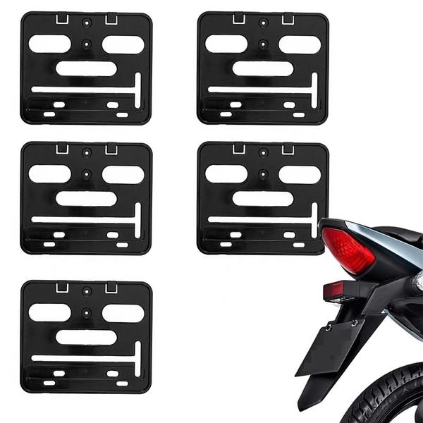 Imagem de Kit 5 Suporte De Placa Para Rabeta Moto Modelo Universal Mercosul Protetor Moldura