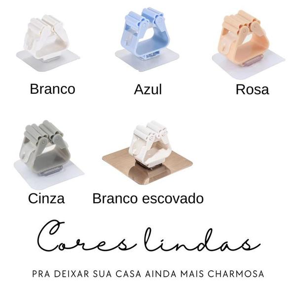 Kit 5 Suporte Organizador Porta Vassoura Rodo Gancho Adesivo - DualHome Imagem de Kit 5 Suporte Organizador Porta Vassoura Rodo Gancho Adesivo