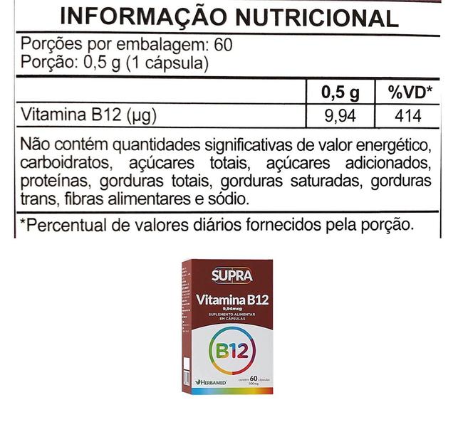 Imagem de Kit 5 Supra Vitamina B12 60 Cápsulas - Herbamed