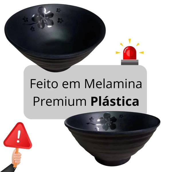 Kit 5 Tigelas 300 Ml + 5 Colheres em Melamina Premium Preta Linha Kanpai para Restaurante Japones Bestfer Imagem de Kit 5 Tigelas 300 Ml + 5 Colheres em Melamina Premium Preta Linha Kanpai para Restaurante Japones Bestfer