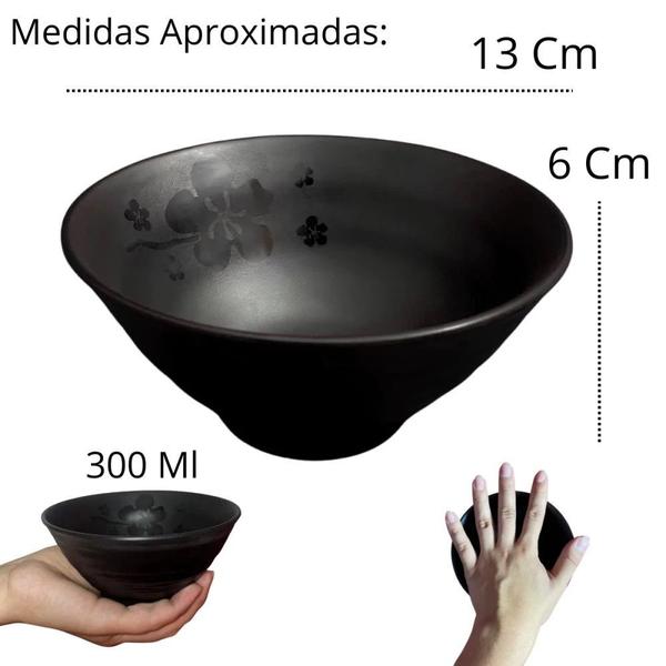 Kit 5 Tigelas 300 Ml + 5 Colheres em Melamina Premium Preta Linha Kanpai para Restaurante Japones Bestfer Imagem de Kit 5 Tigelas 300 Ml + 5 Colheres em Melamina Premium Preta Linha Kanpai para Restaurante Japones Bestfer