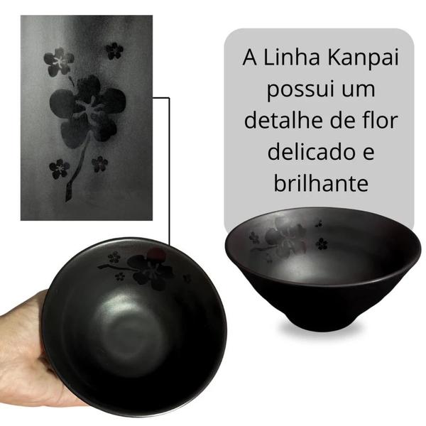 Kit 5 Tigelas 300 Ml + 5 Colheres em Melamina Premium Preta Linha Kanpai para Restaurante Japones Bestfer Imagem de Kit 5 Tigelas 300 Ml + 5 Colheres em Melamina Premium Preta Linha Kanpai para Restaurante Japones Bestfer