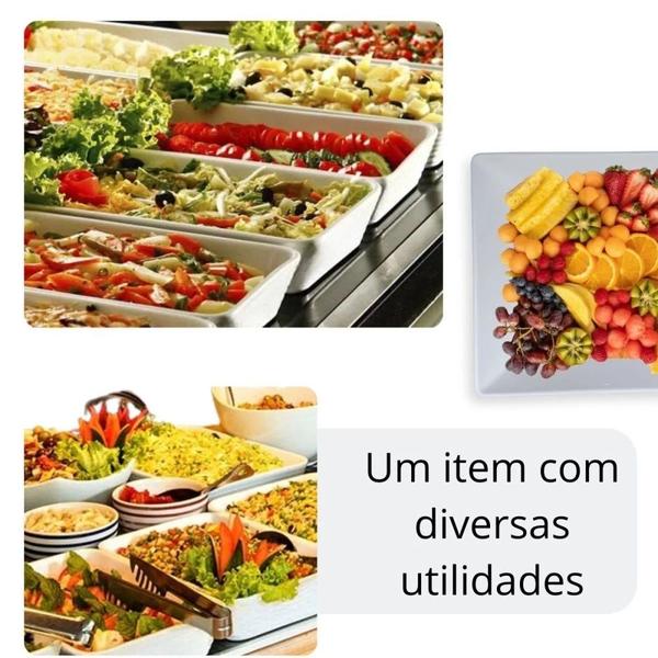 Imagem de Kit 5 Tigelas de 35 Cm Retangular Funda para Buffet Restaurante Profissional Melamina Premium Branca  Bestfer 