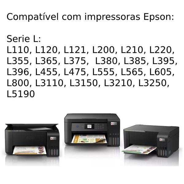 Imagem de Kit 5 Tinta 1L Preto Compatível Para Recarga Epson 664 tx115 tx123 tx125