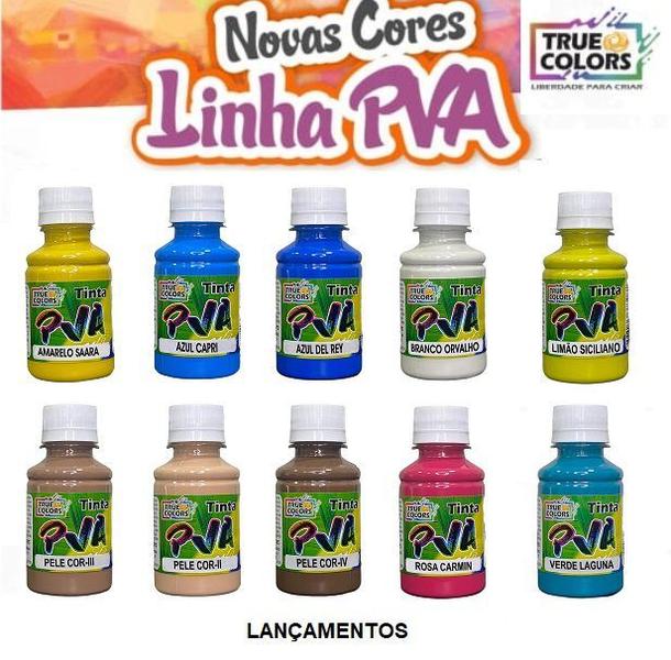 Imagem de Kit 5 Tinta Pva Fosco a Sua Escolha 100ml True Colors