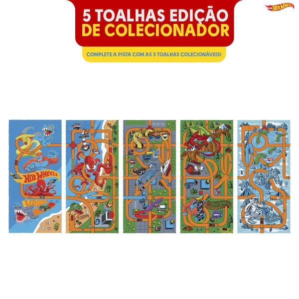 Imagem de Kit 5 Toalhas Banho Infantil Hot Wheels Pista Colecionador