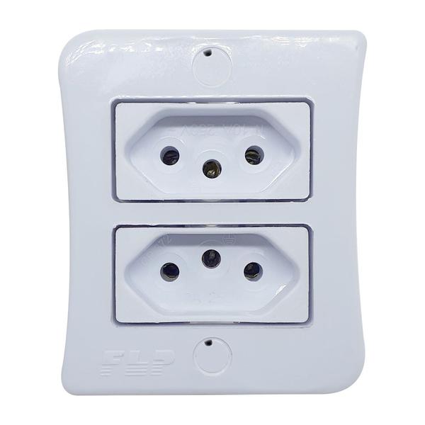 Imagem de Kit 5 Tomada Dupla Sobrepor 2p+t 10A Externo Com Placa Espelho Branco Linha Viena Bivolt 127v e 250v