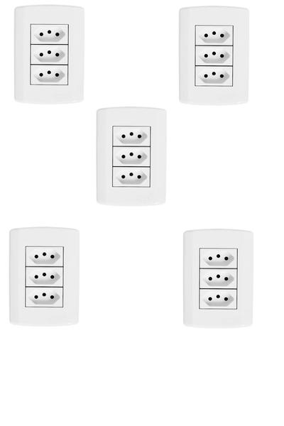 Imagem de Kit 5 Tomada Modular Tripla 2P+T 10A