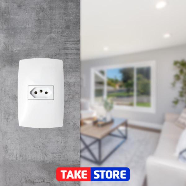 Imagem de Kit 5 Tomada Simples 10a 4x2 Linha Home Branco Com Placa Blux