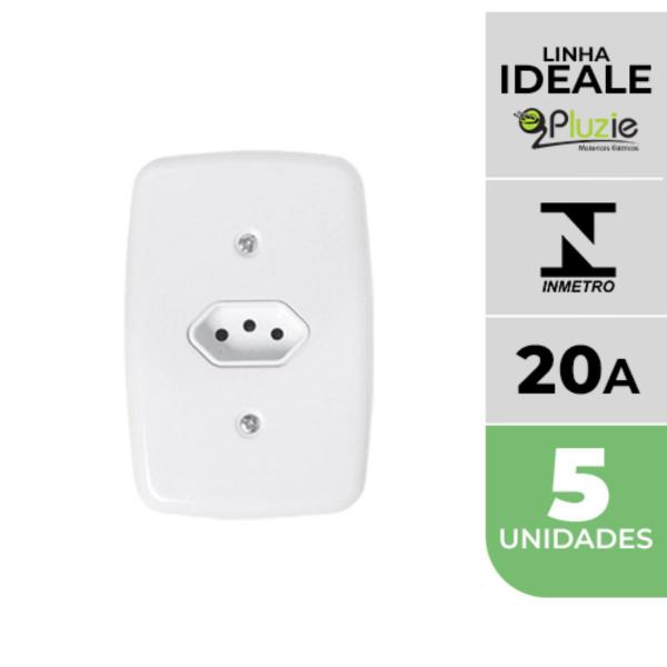 Imagem de Kit 5 Tomadas Simples 20A Ideale Pluzie 4x2 branca 250V