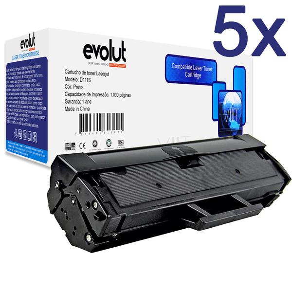 Imagem de Kit 5 Toner Compatível D111 D111s MLT-D111S Evolut SL-M2020, M2020W, M2020FW M2070, M2070W, M2070FW, M2022, M2022W, M202