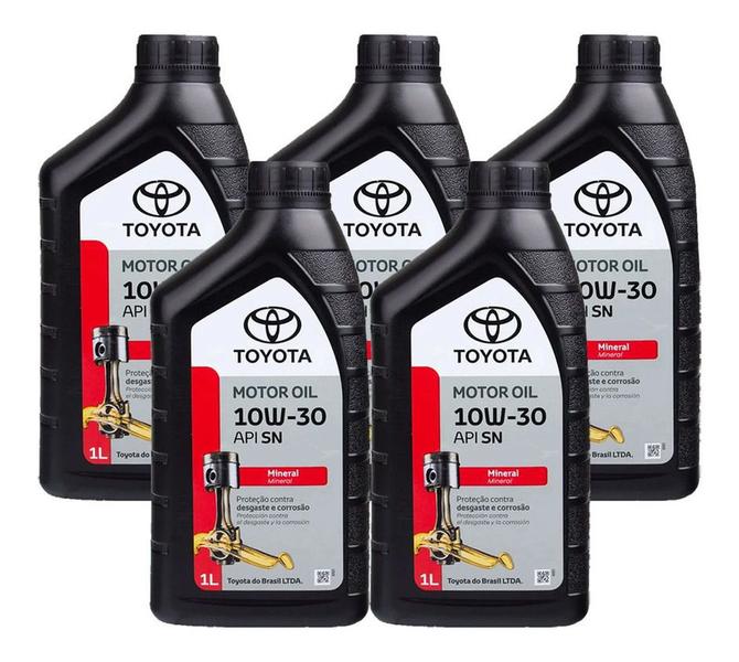 Imagem de Kit 5 Toyota Motor Oil 10w30 Mineral Api Sn