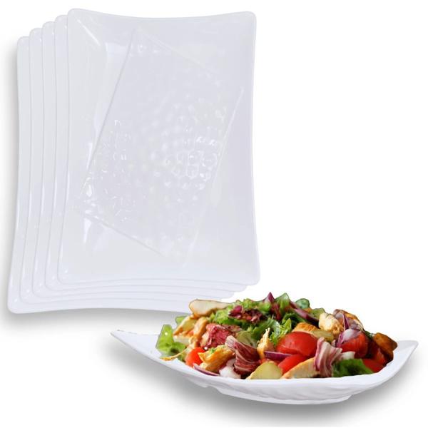 Imagem de Kit 5 Travessas Salada Fruteira para Buffets Profissional 37,3 Cm Branca em Melamina Premium  Bestfer 