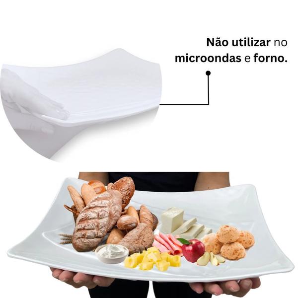 Imagem de Kit 5 Travessas Salada Fruteira para Buffets Profissional 37,3 Cm Branca em Melamina Premium  Bestfer 