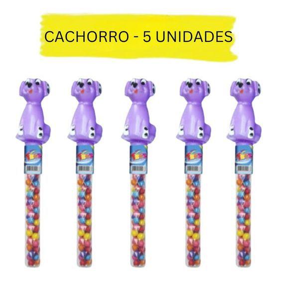 Imagem de Kit 5 Tubo Balas de Tutti-Frutti com Cachorrinho Brinquedo