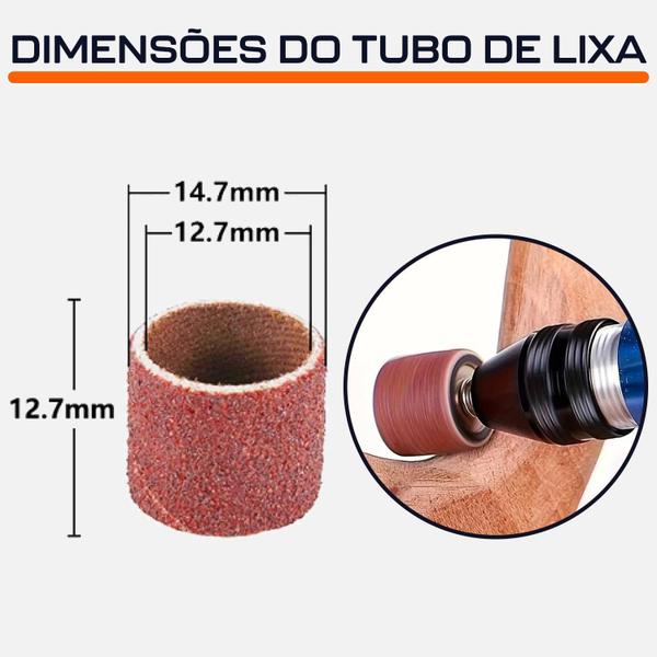 Imagem de Kit 5 Tubos De Lixa 12.7Mm 1/2 Grão 240 Para Micro Retíficas