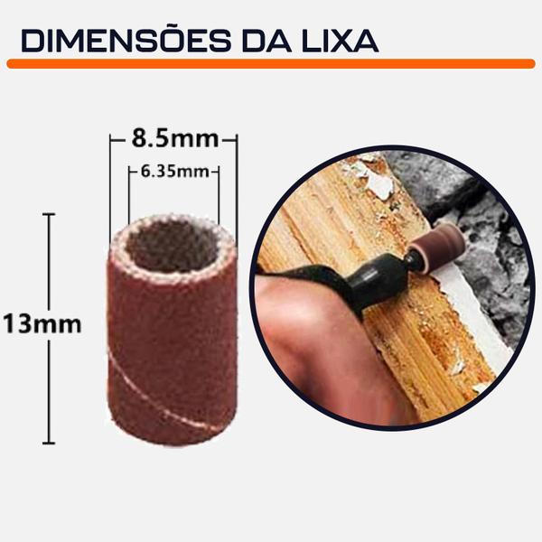 Imagem de Kit 5 Tubos De Lixa 6.4Mm 1/4 Grão 400 Para Micro Retíficas