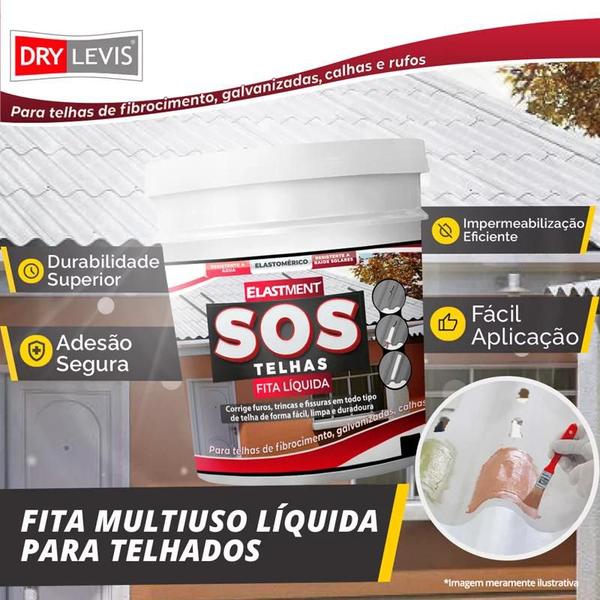 Imagem de Kit 5 Unidades Fita Multiuso Líquida para Telhados SOS Telhas 900ML