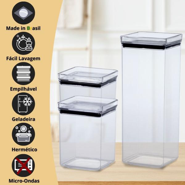 Kit 5 Unidades Pote Hermético Quadra Pequeno 480ml C/ Tampa - Paramount Imagem de Kit 5 Unidades Pote Hermético Quadra Pequeno 480ml C/ Tampa - Paramount