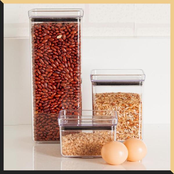 Kit 5 Unidades Pote Hermético Quadra Pequeno 480ml C/ Tampa - Paramount Imagem de Kit 5 Unidades Pote Hermético Quadra Pequeno 480ml C/ Tampa - Paramount