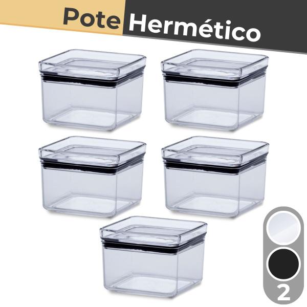 Imagem de Kit 5 Unidades Pote Hermético Quadra Pequeno 480ml C/ Tampa - Paramount