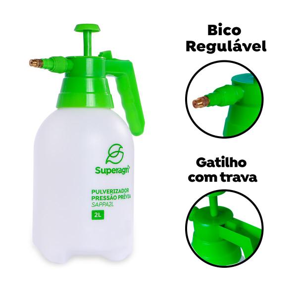 Imagem de Kit 5 Unidades Pulverizador Borrifador Manual 2 Litros SAPPA2L SuperAgri