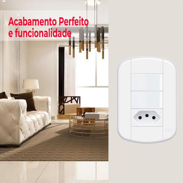 Kit 5 unidades Tomadas 10A/20A Interruptores Simples linha evidence Fame Imagem de Kit 5 unidades Tomadas 10A/20A Interruptores Simples linha evidence Fame