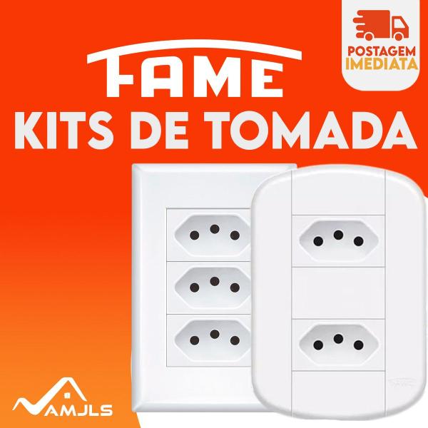 Kit 5 unidades Tomadas 10A/20A Interruptores Simples linha evidence Fame Imagem de Kit 5 unidades Tomadas 10A/20A Interruptores Simples linha evidence Fame