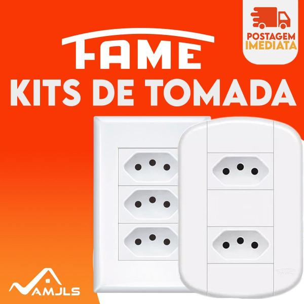 Imagem de Kit 5 unidades Tomadas 10A/20A Interruptores Simples linha evidence  Fame