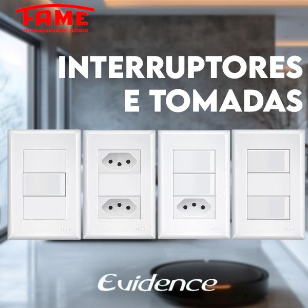 Imagem de Kit 5 unidades Tomadas 10A/20A Interruptores Simples linha evidence  Fame