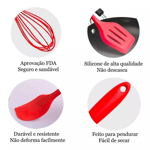 Imagem de Kit 5 Unidades Utensílios De Cozinha Silicone Com Fue