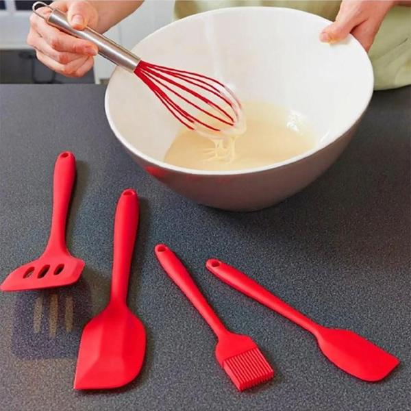 Imagem de Kit 5 Unidades Utensílios De Cozinha Silicone Com Fue