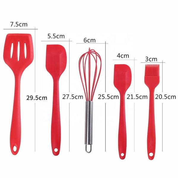 Imagem de Kit 5 Unidades Utensílios De Cozinha Silicone Com Fue