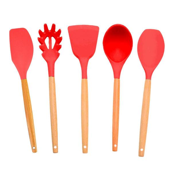 Imagem de Kit 5 Utensílios Culinários De Silicone Cozinha Vermelha-