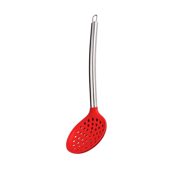 Imagem de Kit  5 utensílios de silicone vermelho cabo inox