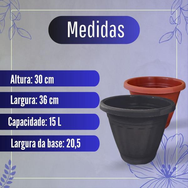 Imagem de Kit 5 Vaso grande Redondo Terracota de Jardim Planta Grandes Casa Mudas 15 litros