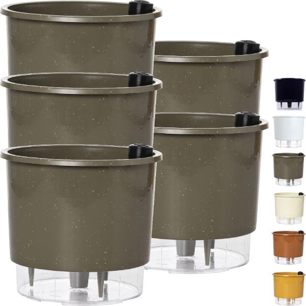 Imagem de Kit 5 Vaso Raiz Auto Irrigável 21x18cm N4 Autoirrigável Grande Plantas Flores Temperos Horta