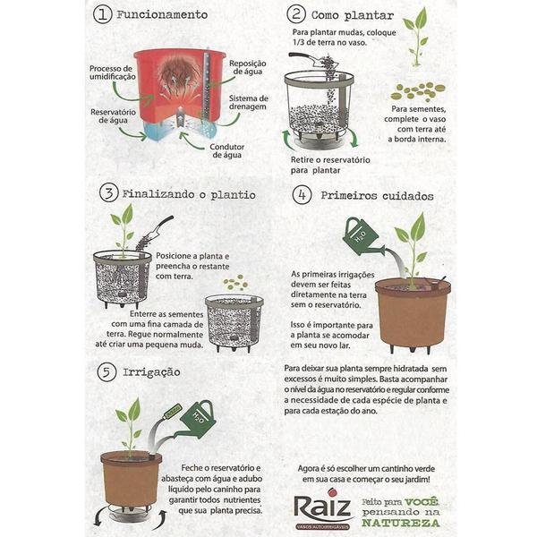 Imagem de Kit 5 Vaso Raiz Autoirrigavel 16X14 ul Es Plantas Temperos