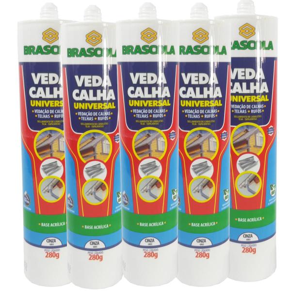 Imagem de Kit 5 VEDA CALHA UNIVERSAL CINZA Brascola