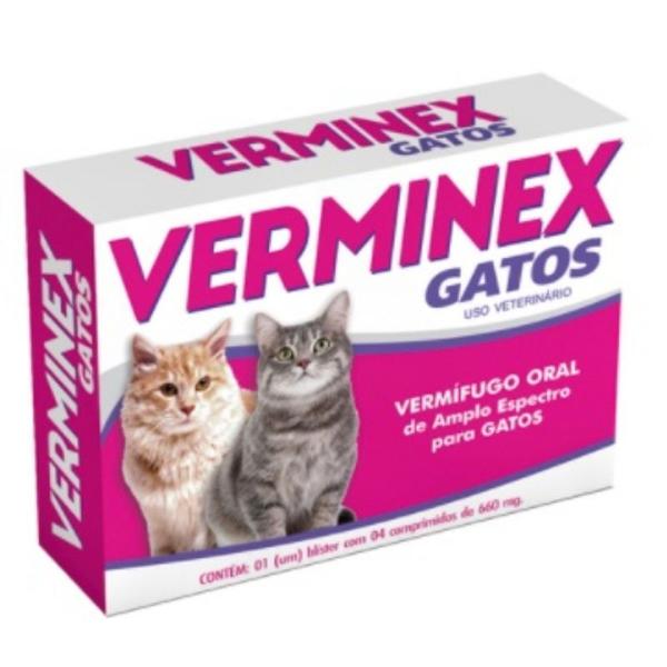 Imagem de Kit 5 Verminex Gatos Vermifugo Oral de Amplo Espectro C/4 Comp.