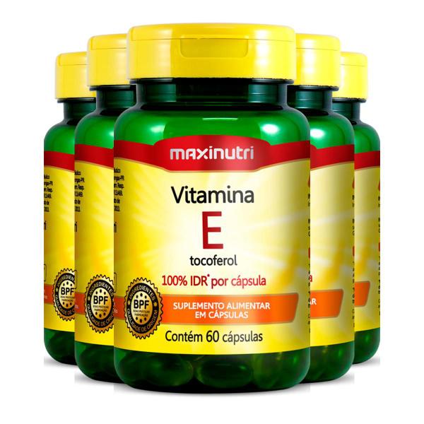 Imagem de Kit 5 Vitamina E 100%IDR Maxinutri 60 Cápsulas