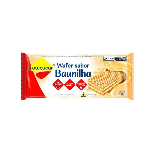 Imagem de Kit 5 wafer sabor baunilha zero acucar zero lactose zero gordura trans baixo teor de sódio lowcucar 115g