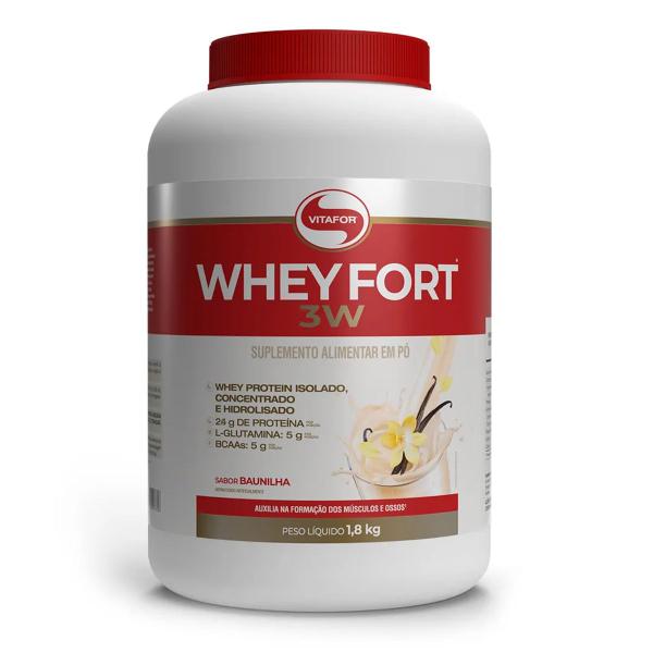 Kit 5 Whey Fort 3W Vitafor Baunilha 1800g Imagem de Kit 5 Whey Fort 3W Vitafor Baunilha 1800g