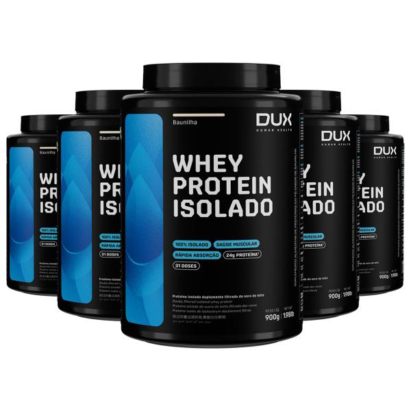 Imagem de Kit 5 Whey Protein Isolado Dux Baunilha 900g