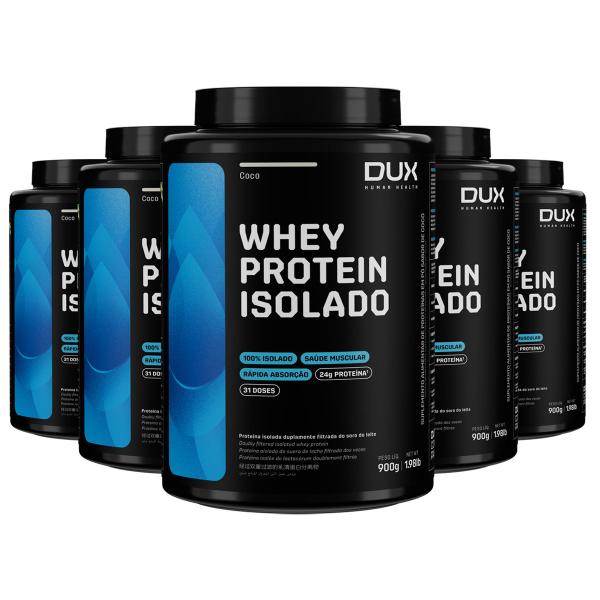 Imagem de Kit 5 Whey Protein Isolado Dux Coco 900g