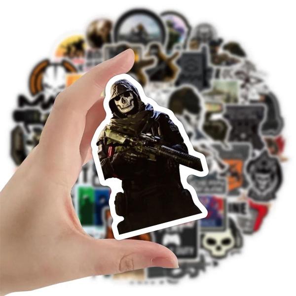 Imagem de Kit 50 Adesivos Sticker Call of Duty Warfare Black Warzone Ghosts United Prova D'água