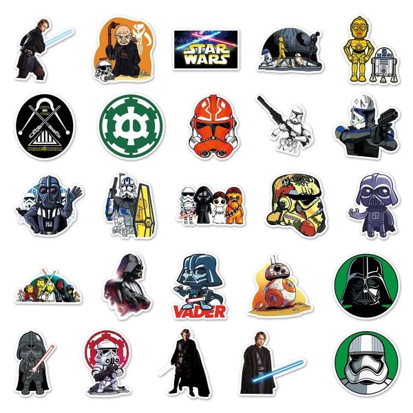 Imagem de Kit 50 Adesivos Sticker Star Wars Darth Vader Kylo Luke Chewbacca Yoda Prova D'água