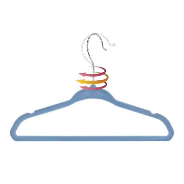 Kit 50 cabide aveludado infantil slim azul ultra fino slim antideslizante - Globalmix Imagem de Kit 50 cabide aveludado infantil slim azul ultra fino slim antideslizante