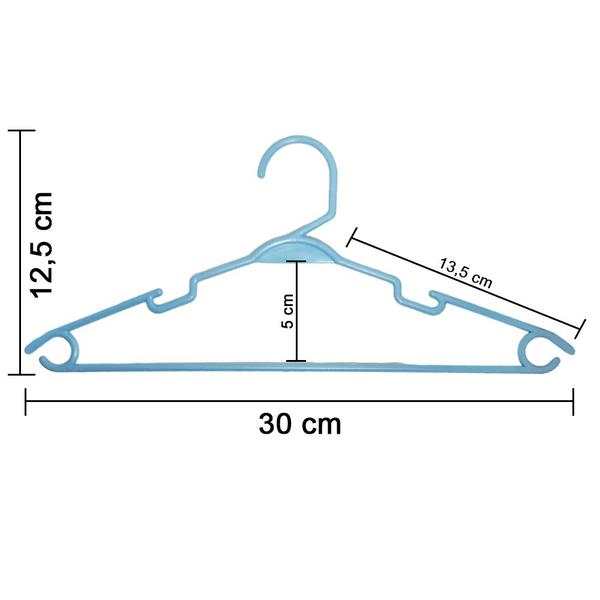 Imagem de Kit 50 Cabide Infantil Reforçado Roupa Criança Bebê 30cm